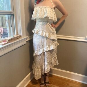 Red Carter asymmetrical ruffle strapless halter dress made in India sundress S